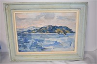 Old Signed Oil Painting by Paul Roussef? "ISLAND"