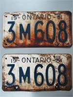 1951 ONTARIO LICENCE PLATE SET