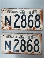 1954 ONTARIO LICENCE PLATE SET