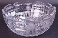 A cut glass and etched bowl, 9" diameter