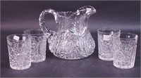 An American brilliant cut glass pitcher, 6" high,