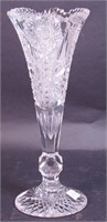 An American brilliant cut glass vase, 12" high