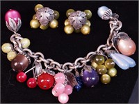 A Napier charm style bracelet with of fruit-shaped