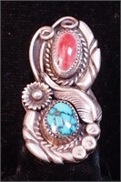 Navajo silver turquoise and coral