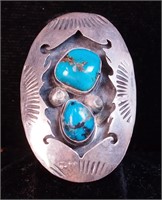 Vintage Navajo shadowbox turquoise ring