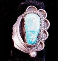 Navajo silver turquoise ring size 7