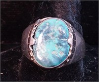 Vintage Zuni silver ring with turquoise
