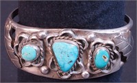 Vintage Navajo silver turquoise bracelet
