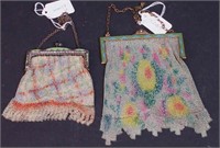 Two mesh purses, pastel colors,  both with
