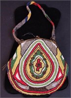 A multi-colored beaded purse,