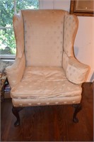 Old Fabric Covered Chair Excellent Carving