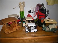 misc golf knick knack carts, bags, clubs