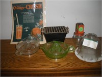 glass juicer, nut grinder, misc lot