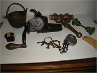 oil pump, lock, door knob, lantern reflectors,