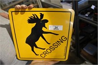 Metal Moose Crossing Sign