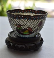 Delicate Chinese Bowl & Wooden Stand