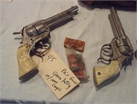 PAIR old western GENE AUTRY cap guns pistols +caps