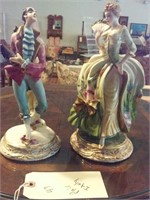 PAIR Fancy old 10" colonial figurines Made Italy