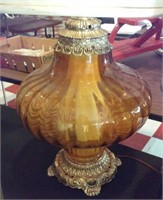 Large fancy mid century amber lamp
