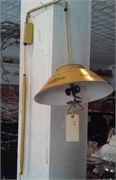 Old hanging mustard yellow toleware lamp