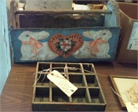 Primitive wooden carpenter's box and tray