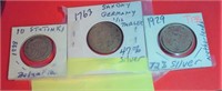 3 old foreign coins Bulgaria Germany Netherlands
