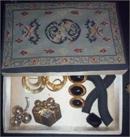Jewelry - brooches and pins in needlepoint box