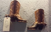 2 copper cowboy boot wall pockets