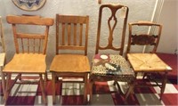 Mixed lot of 4 antique chairs
