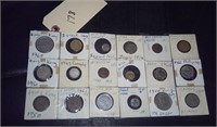 18 old foreign coins dated 1919 to 1966