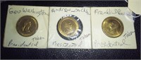 3 old presidential tokens Washington Jackson FDR