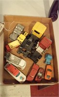 Box of old toy cars / vehicles