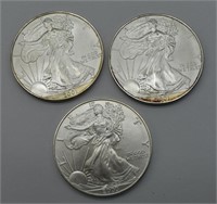 (3) American Eagle Silver Dollars 2000, 2001