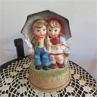 Boy and Girl under Umbrella Figurine