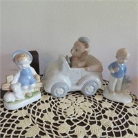 Boy, Girl and Car with Teddy Bear Figurines