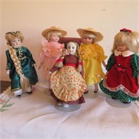 Porcelain Dolls on Stands