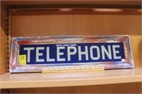 Framed Telephone Sign, Lamp Shade, 2 Tape