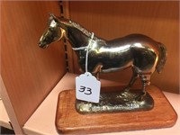 American Quarter Horse Figurine on a Wooden Base