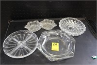 Assorted Collection of Glass Ashtrays and Serving