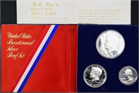 1976 silver proof set (3 coins) & dimes (4 coins)