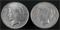 1923 and 1927 Peace silver dollars
