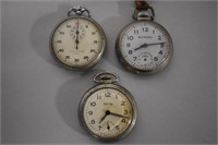 (3) Old Pocket Watches Bull's Eye, Biltmore, etc