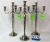 3-Light Candelabras, Silver Toned, Approx. 31"H