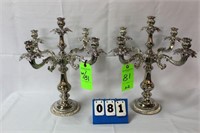 4-Light Candelabras, Silver Toned, Approx. 18"H