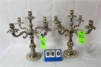 4-Light Candelabras, Silver Toned, Approx. 18"H