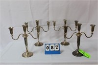 3-Light Candelabras, Silver Toned, Approx. 13"H