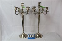 5-Light Candelabras, Silver Toned, Approx. 31"H