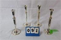 (4) Candle Sticks, Silver Toned, Approx. 11.5"H