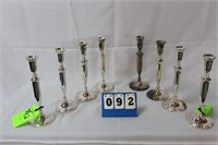 (8) Candle Sticks, Silver Toned, Approx. 11.5"H