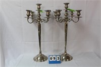 5-Light Candelabras, Silver Toned, Approx. 31"H